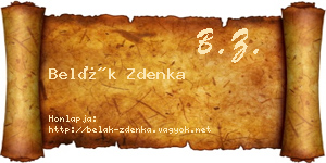 Belák Zdenka névjegykártya